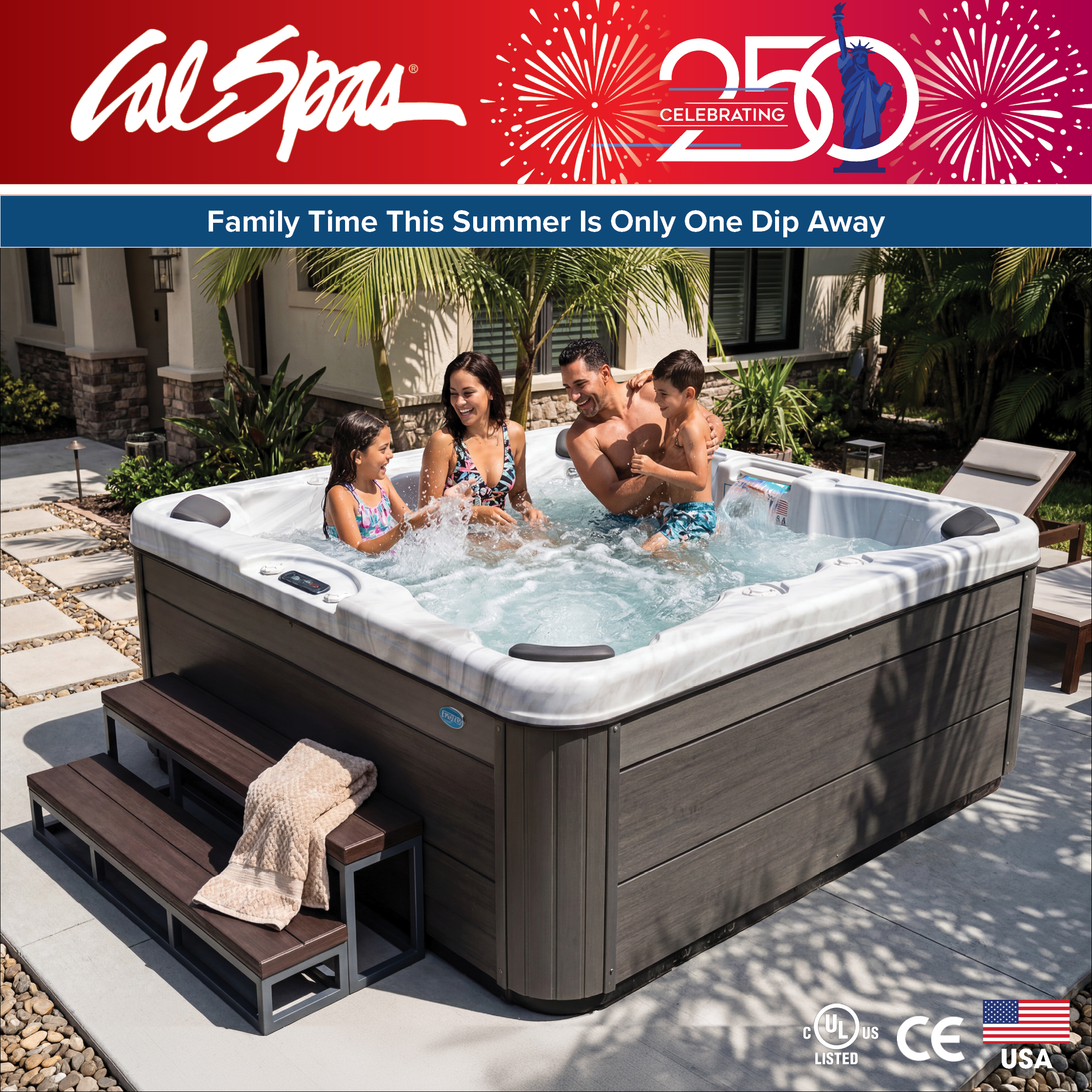 Calspas hot tub being used in a family setting - Mifflinville